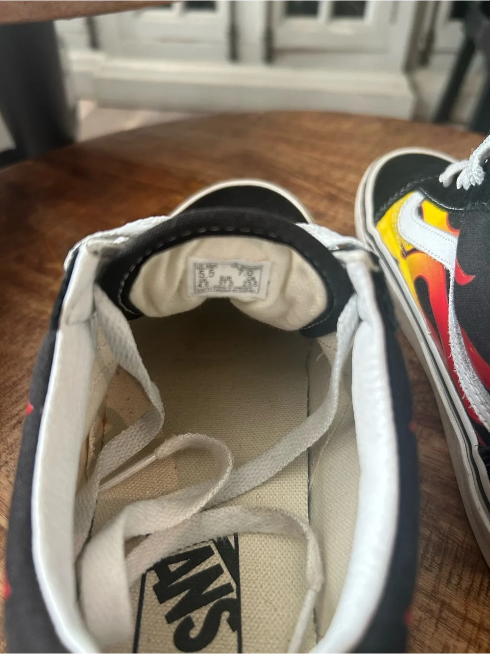 Vans Kids Old Skool Sneakers with Yellow-Red Flame Accents